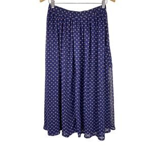 American Apparel Women's M Blue Pleated Layered Button Front Chiffon Skirt